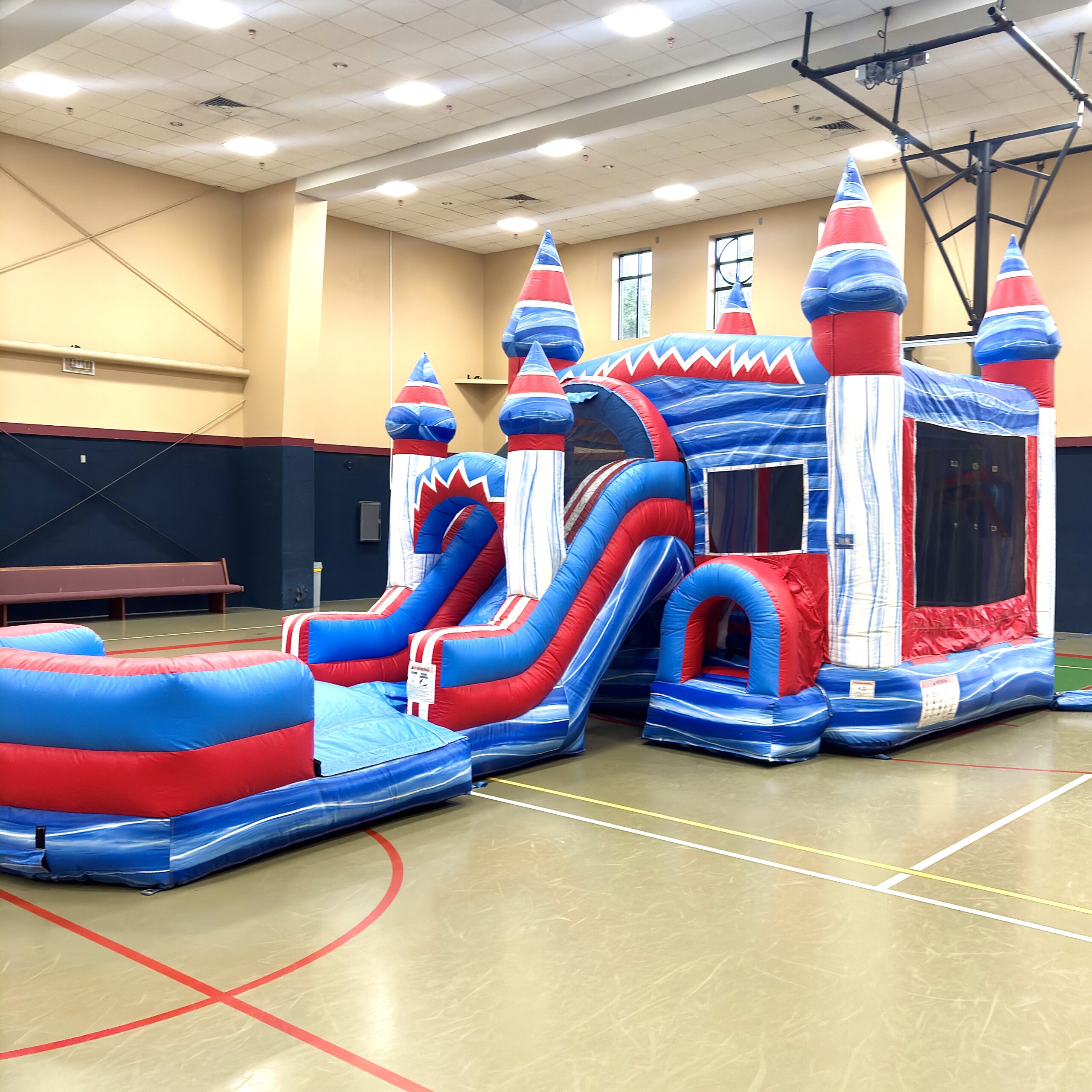 inflatable bounce house rental set up in Spring, Texas